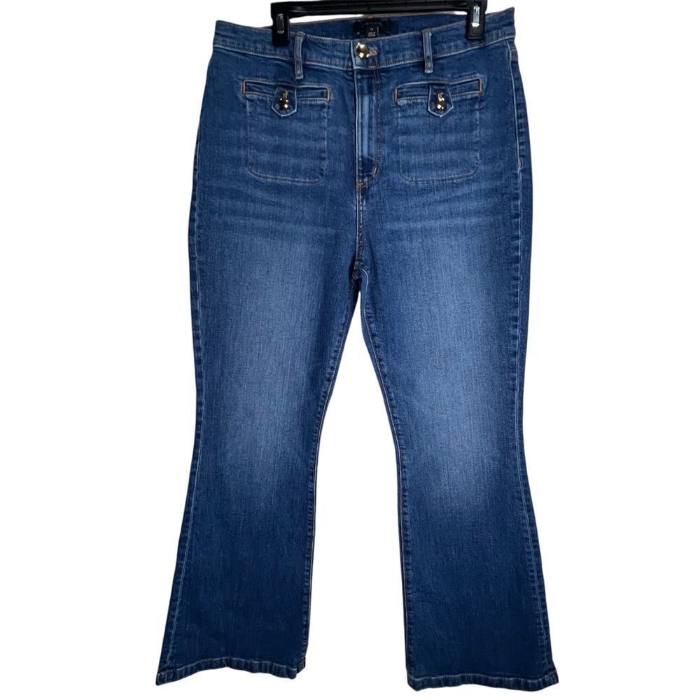 Ann Taylor Blue Denim Flare Bootcut Women Jeans Sz 12 Boho Grunge Indie